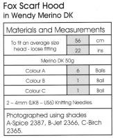 Knitting Pattern - Wendy 5780 - Merino DK - Fox Scarf Hood
